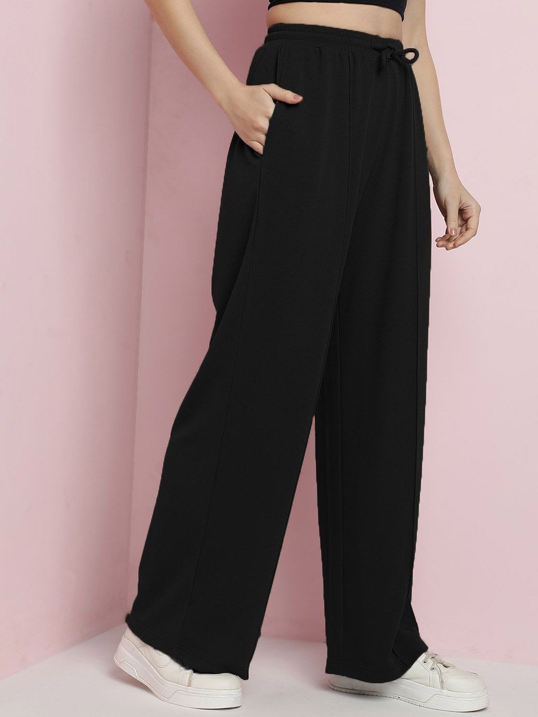 Kotty Women Relaxed Straight Fit High-Rise Parallel Trousers