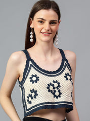 Kotty Women Self Design Scoop Neck Cotton Top