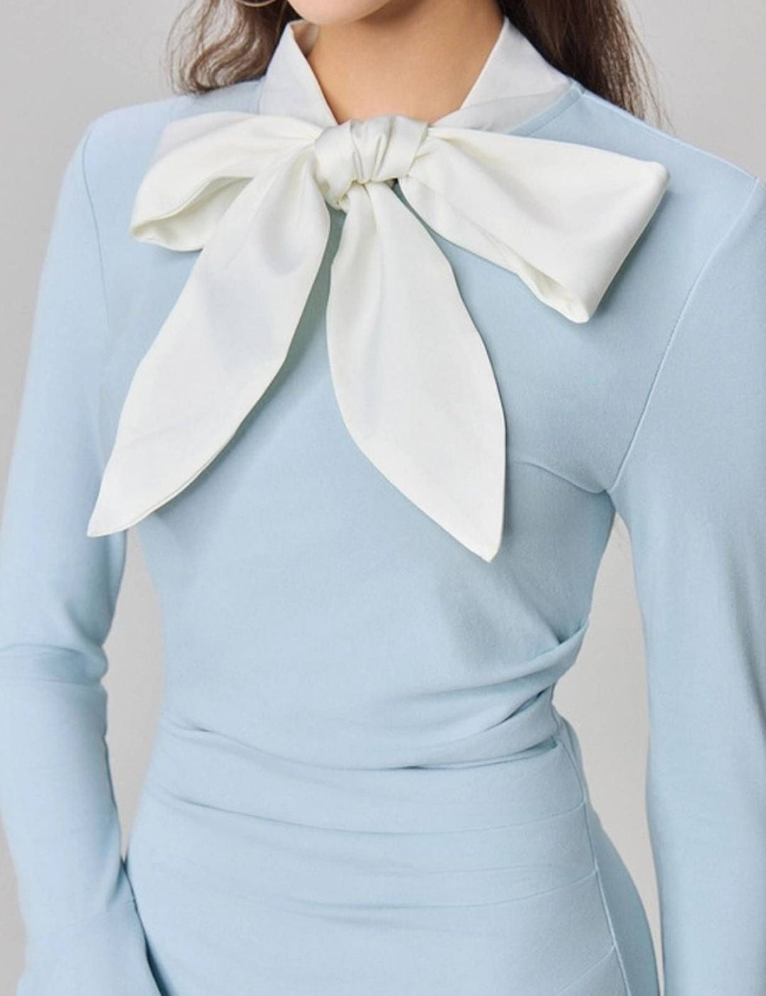 Kotty Women Solid Tie-Up Neck Bell Sleeve Bodycon Maxi Dress