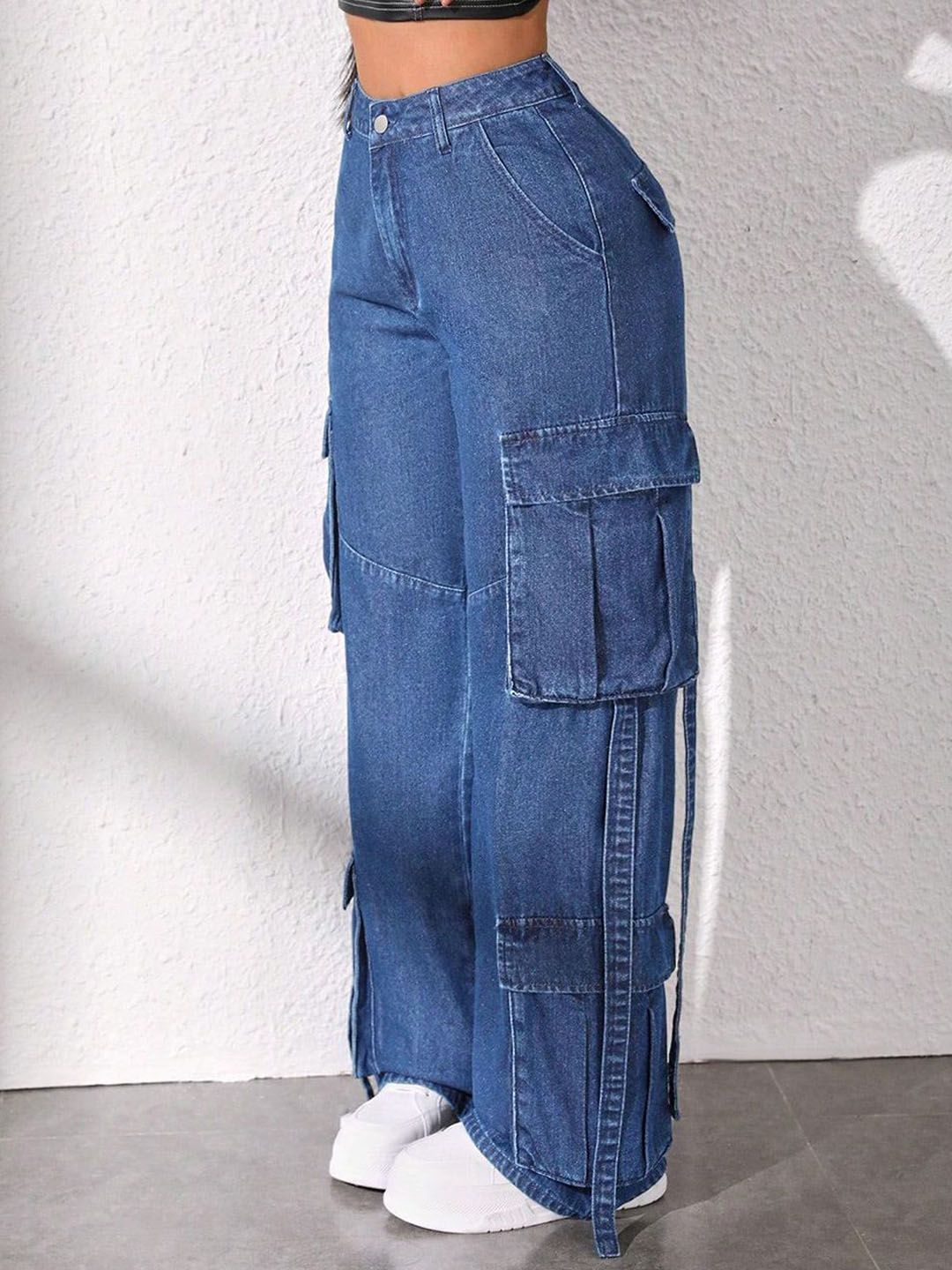 Kotty Women Jean Wide Leg High-Rise Light Fade Stretchable Jeans