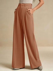 Kotty Women Wide Leg High-Rise Pleated Trousers