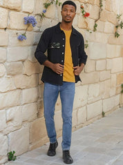 Kotty Abstract Printed Open Front Denim Jacket