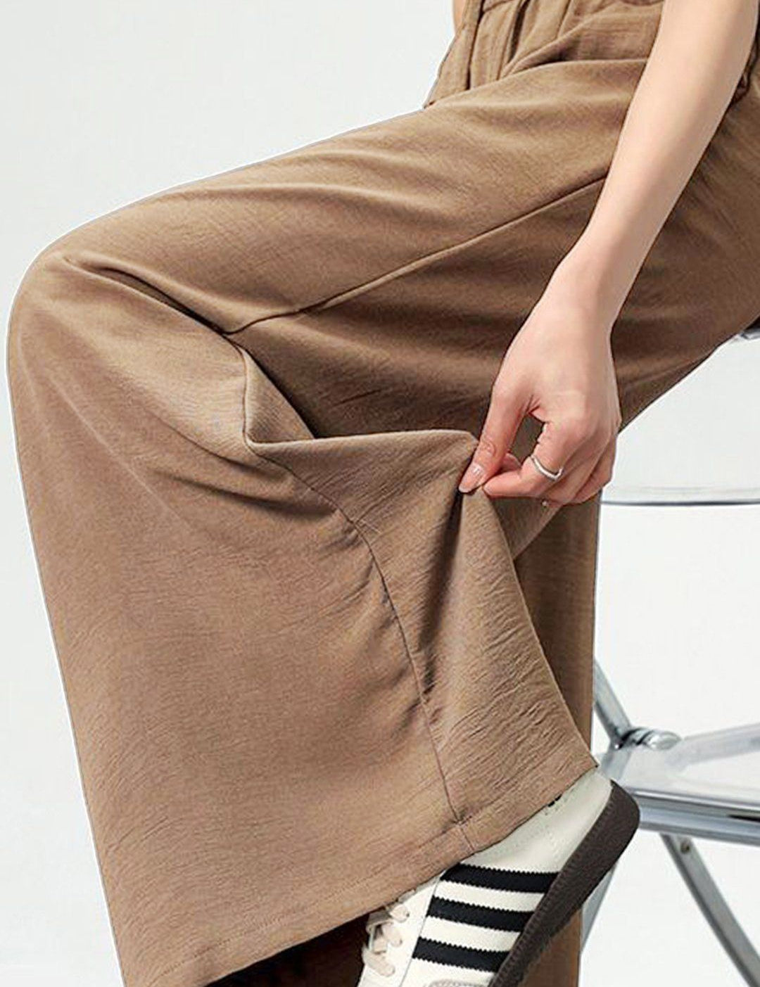 Kotty Women Textured Flared High-Rise Trouser