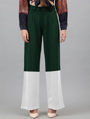 Kotty Women Colourblocked High-Rise Easy Wash Regular Trousers