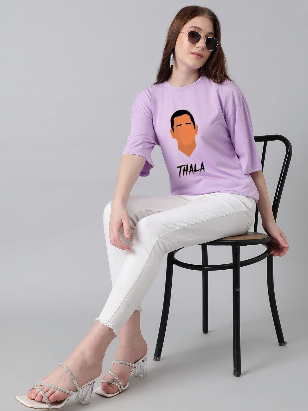 Kotty Women Graphic Printed Round Neck Cotton Oversized T-shirt