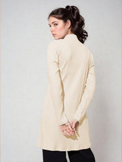Kotty Shawl Collar Long Sleeves Longline Open Front Shrug