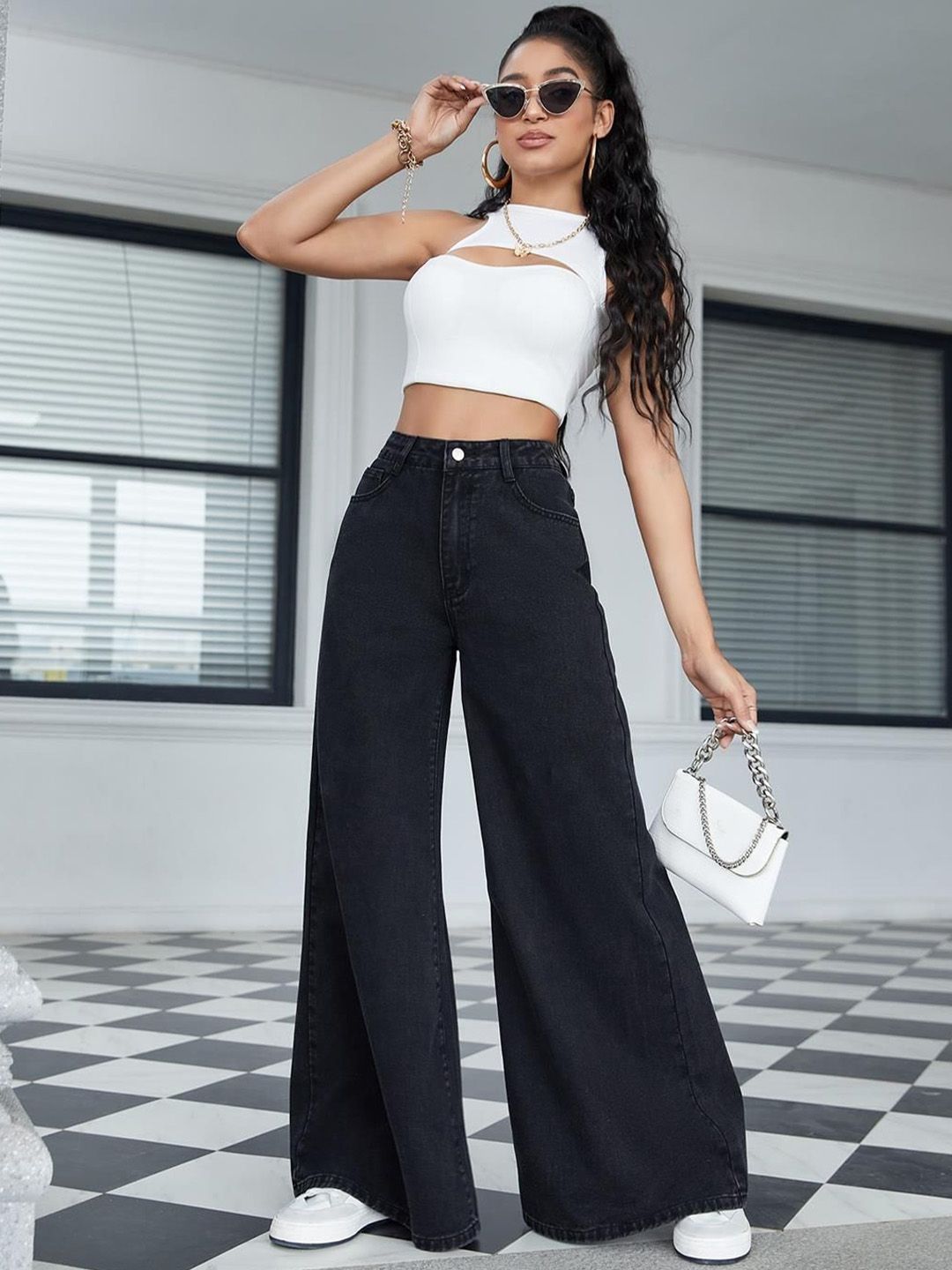 Kotty Women Jean Flared High-Rise Stretchable Jeans