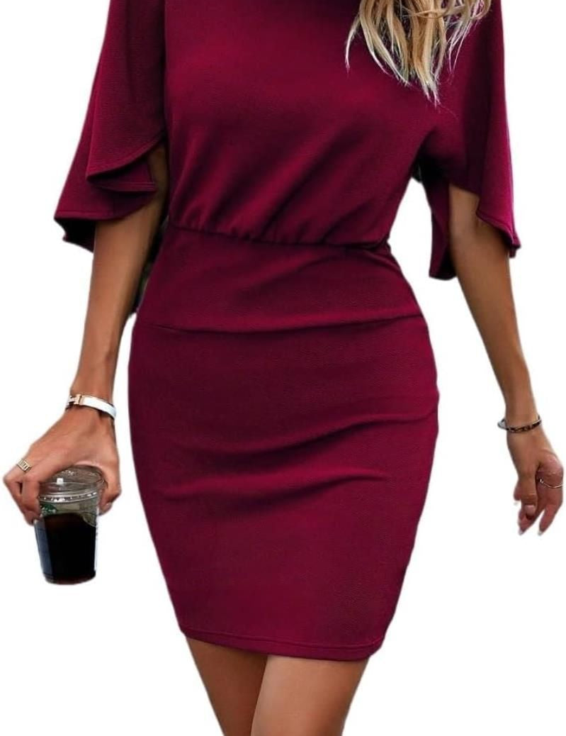 Kotty Women Flutter Sleeves A-Line Midi Dress