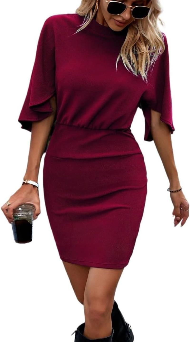 Kotty Women Flutter Sleeves A-Line Midi Dress