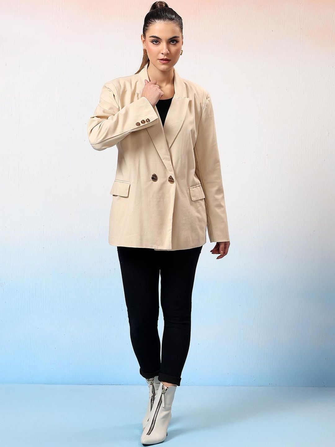 Kotty Notched Lapel Double Breasted Blazer