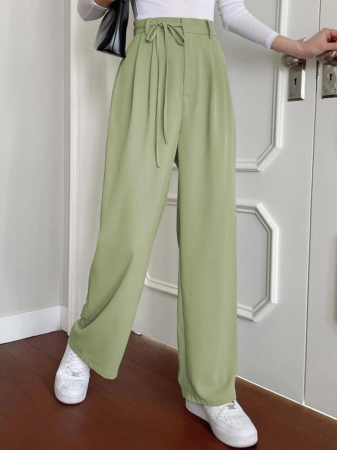 Kotty Women Straight Leg Straight Fit High-Rise Trousers