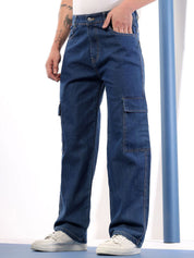 Kotty Men Relaxed Fit Low-Rise Cargo Styles Stretchable Jeans
