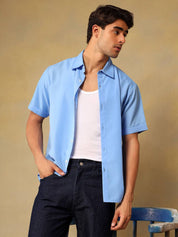 Kotty Men Comfort Fit Solid Spread Collar Linen Casual Shirt