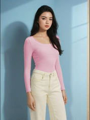 Kotty Women Scoop Neck Long Sleeves Casual Top