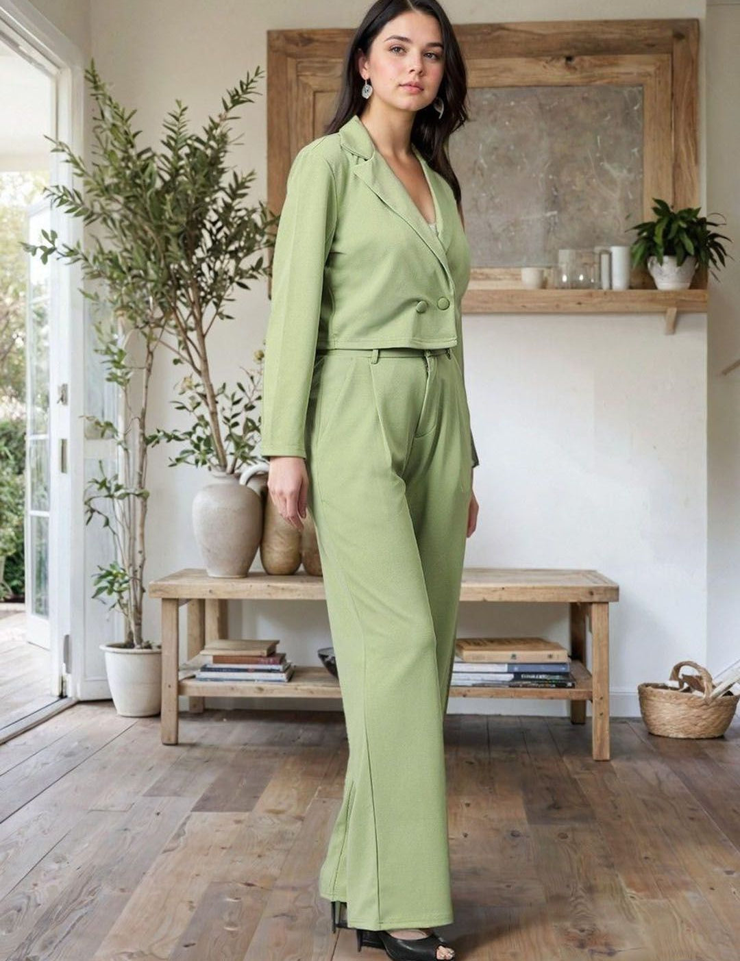 Kotty Lapel Collar Long Sleeves Coat With Trouser 