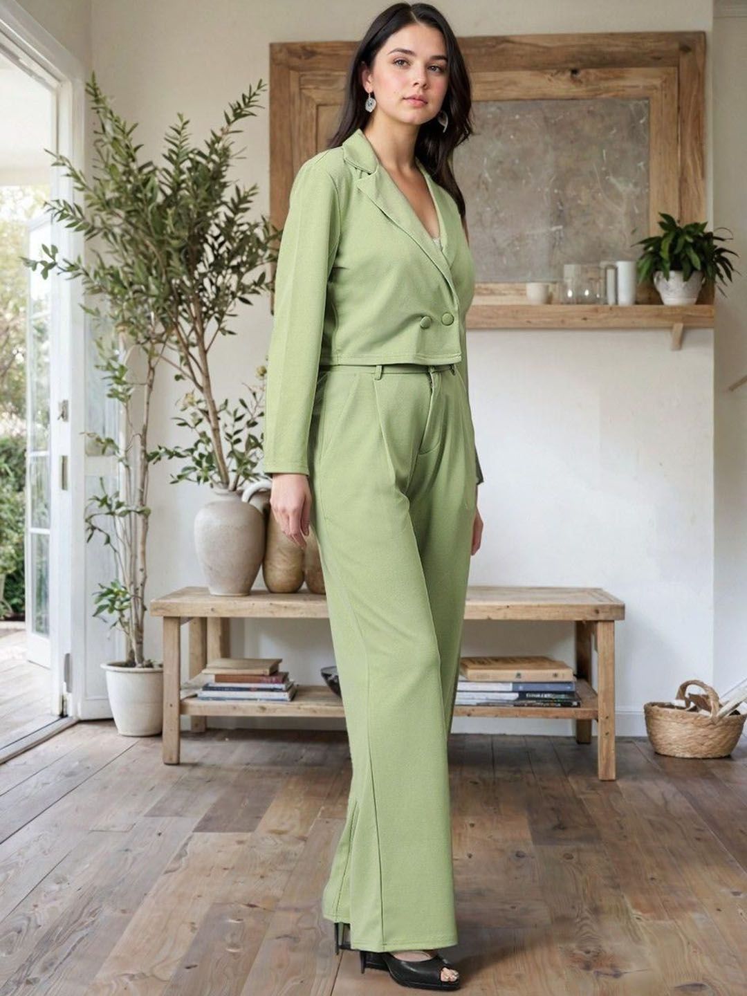 Kotty Lapel Collar Long Sleeves Coat With Trouser 