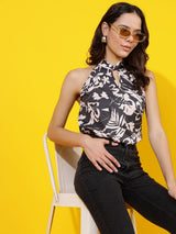 Kotty Women Tropical Printed Halter Neck Top