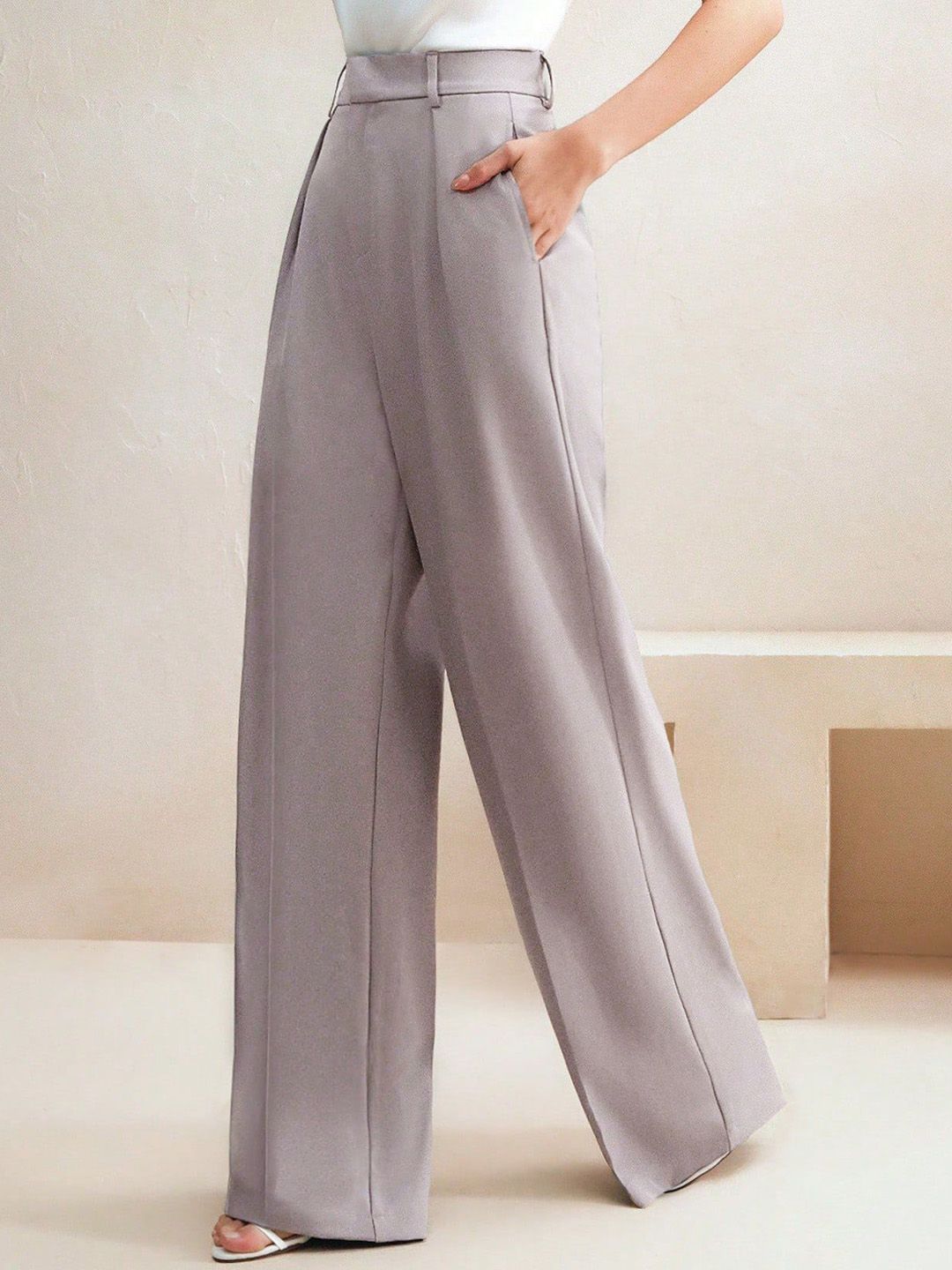 Kotty Women Wide Leg High-Rise Easy Wash Pleated Trousers