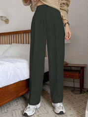 Kotty Women Relaxed Straight Leg High-Rise Cotton Trousers