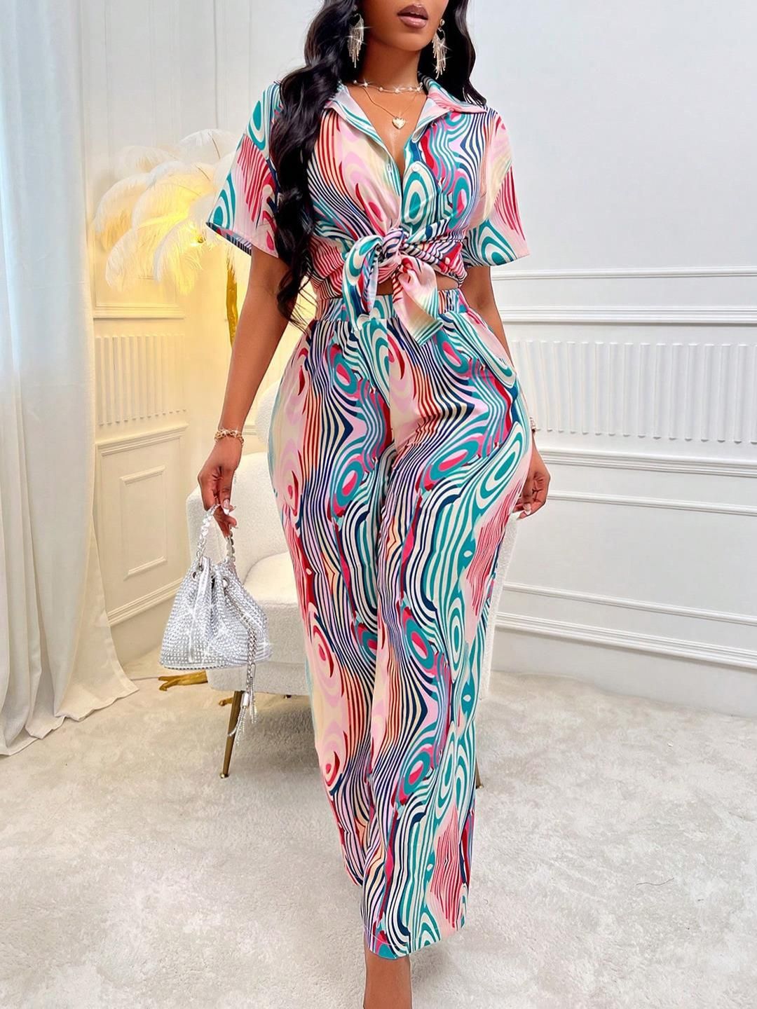 Kotty Abstract Printed Shirt With Trouser