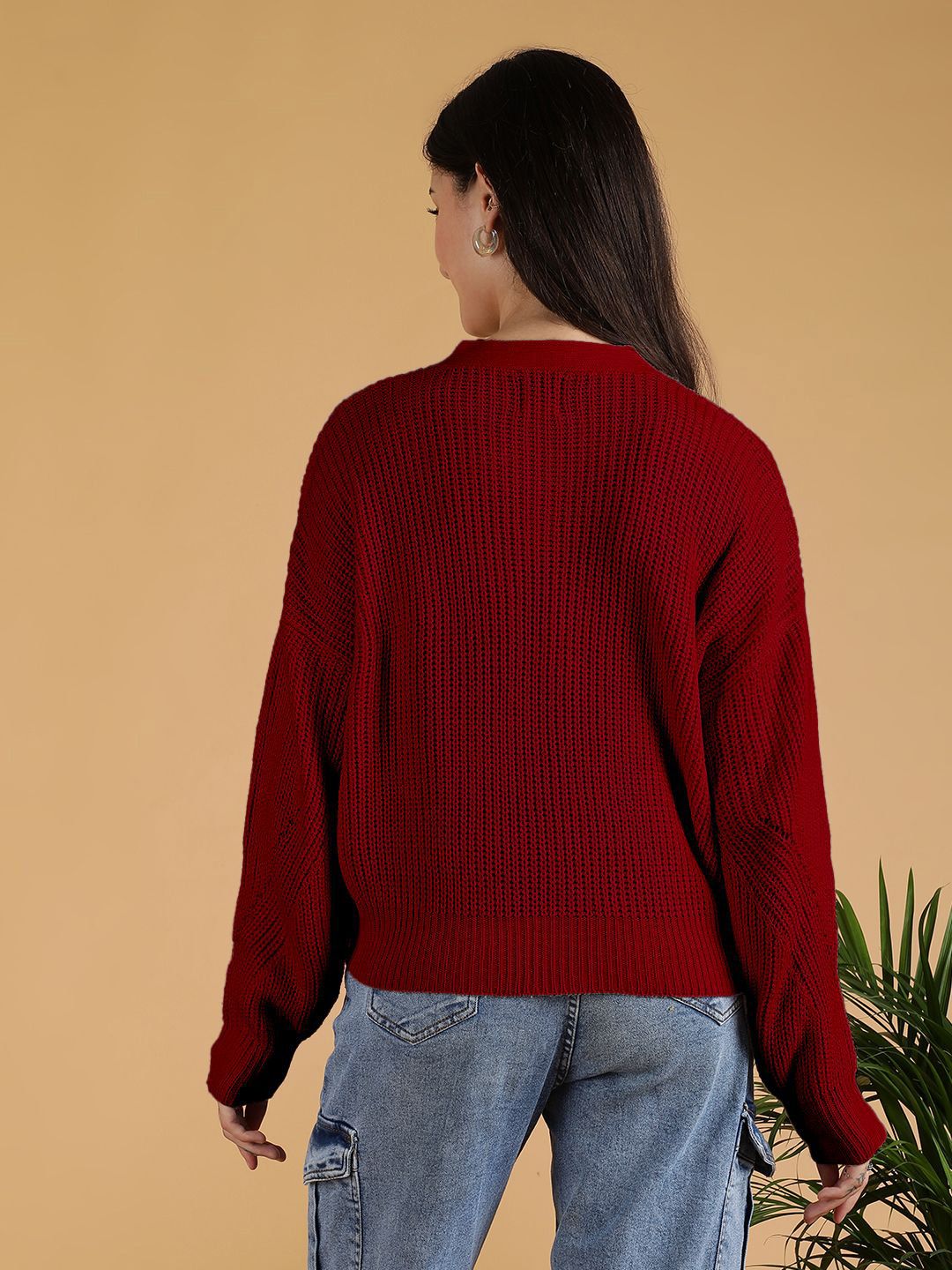 Kotty Women Solid V-Neck Cardigan