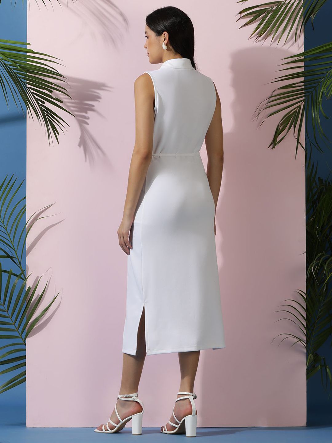 Kotty Women Sleeveless Midi Shirt Dress