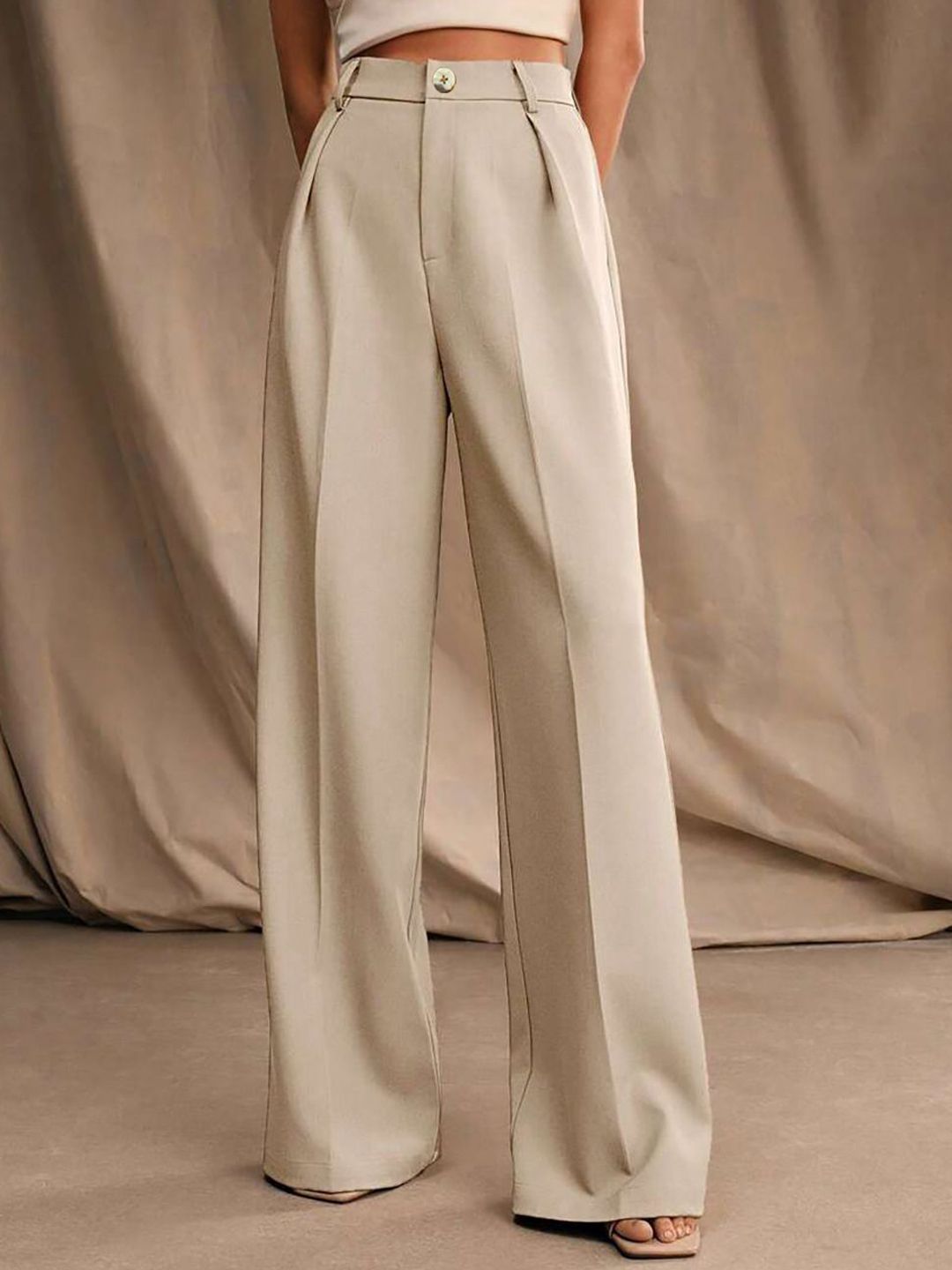 Kotty Women Relaxed Loose Fit High-Rise Formal Trousers