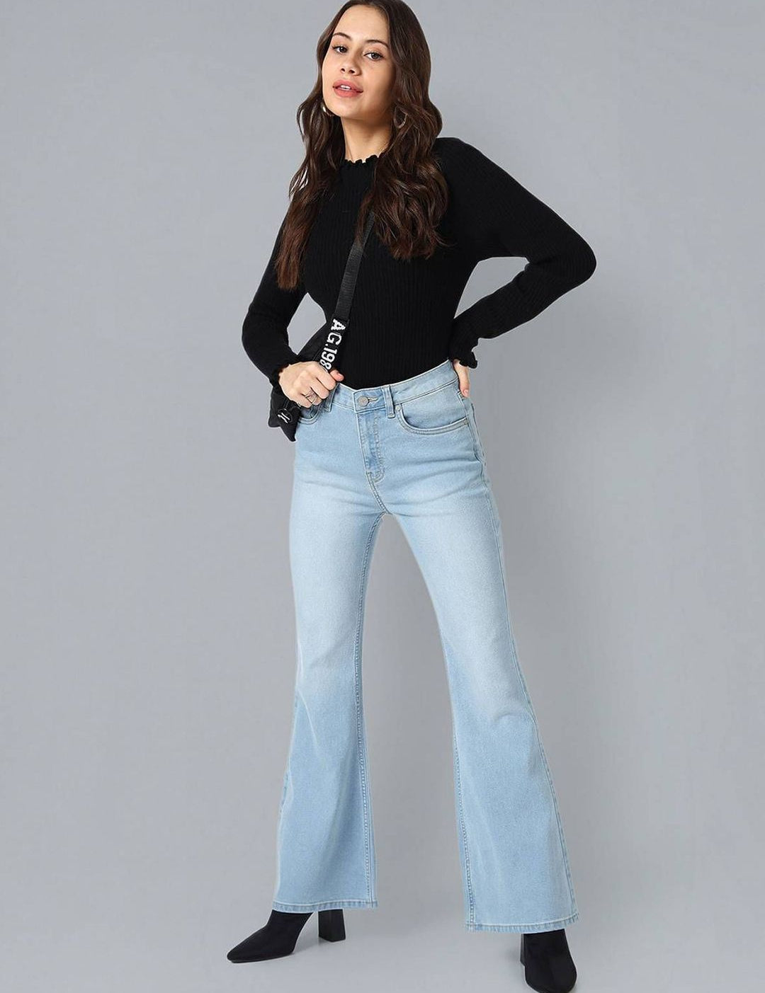 Kotty Women Flared High-Rise Stretchable Cotton Jeans