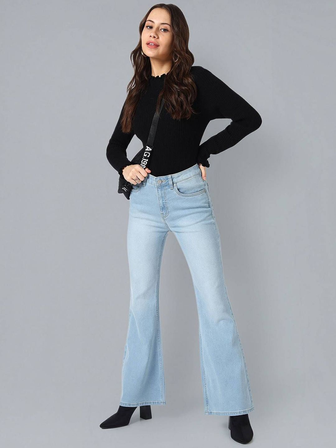 Kotty Women Flared High-Rise Stretchable Cotton Jeans