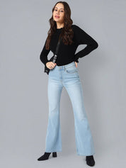 Kotty Women Flared High-Rise Stretchable Cotton Jeans