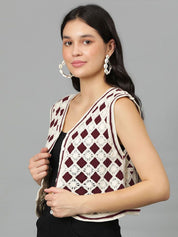 Kotty Women Self Design V-Neck Cotton Top