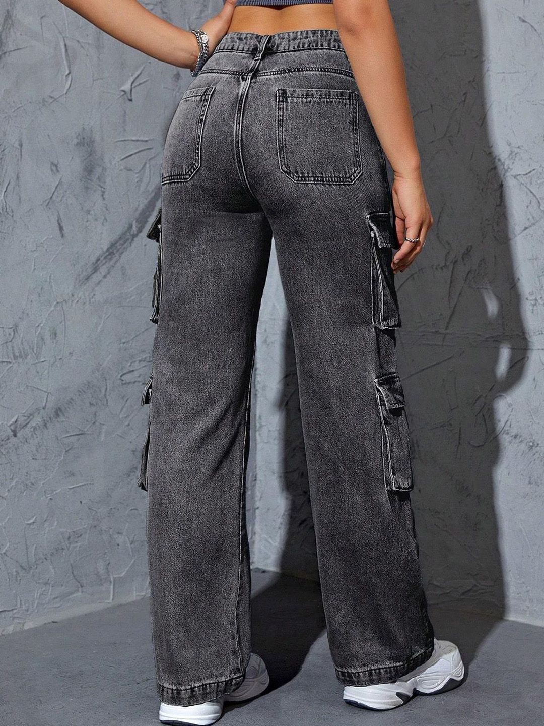 Kotty Women Jean Wide Leg High-Rise Heavy Fade Stretchable Jeans