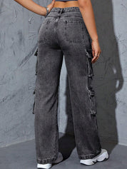 Kotty Women Jean Wide Leg High-Rise Heavy Fade Stretchable Jeans