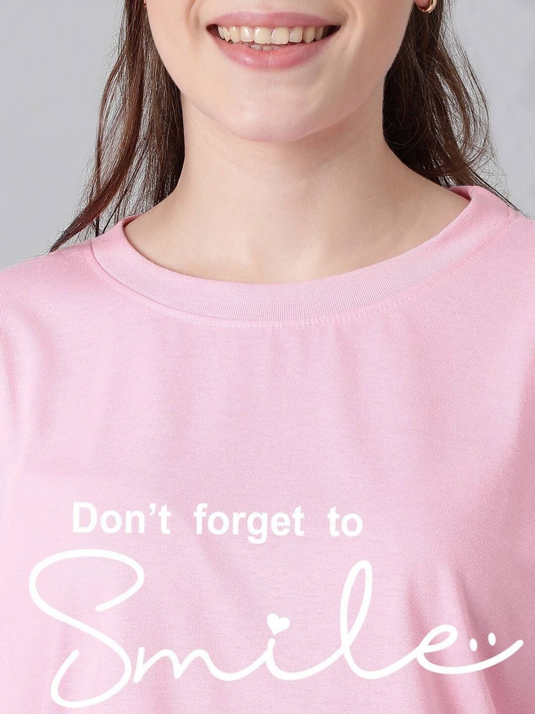 Kotty Women Typography Printed Drop-Shoulder Sleeves T-shirt