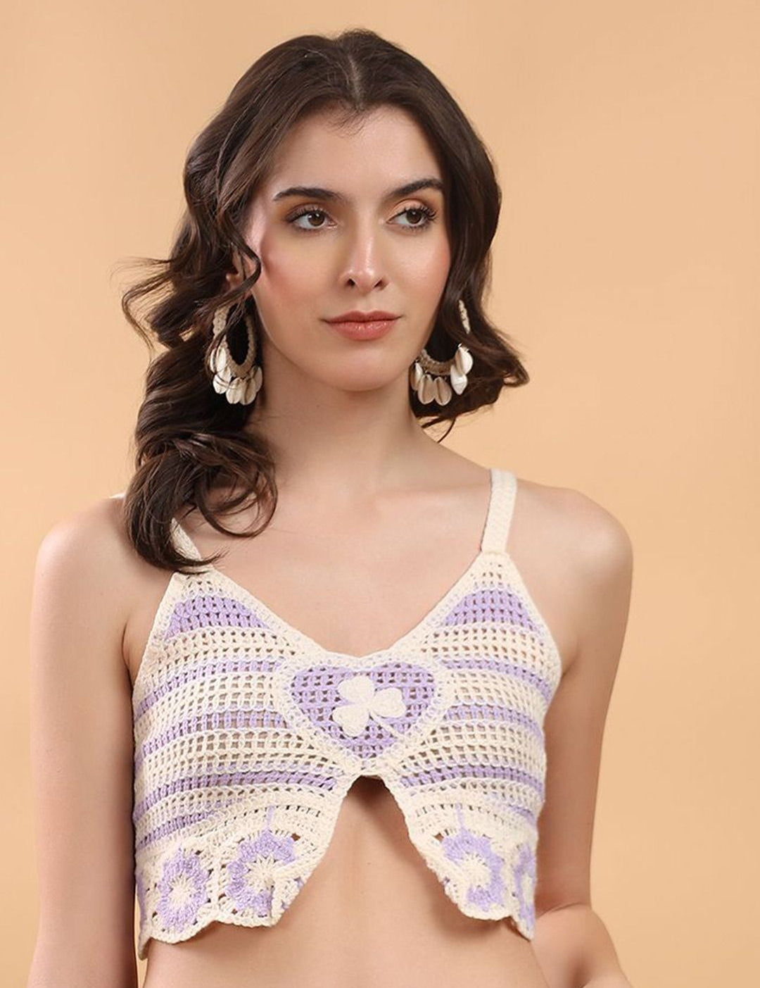 Kotty Embellished Print Cotton Crop Top