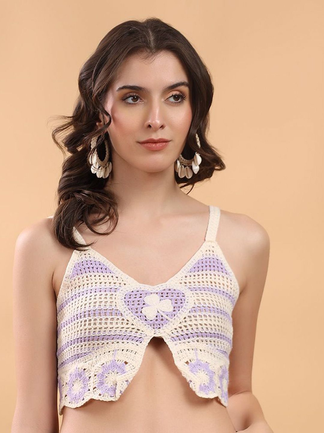 Kotty Embellished Print Cotton Crop Top