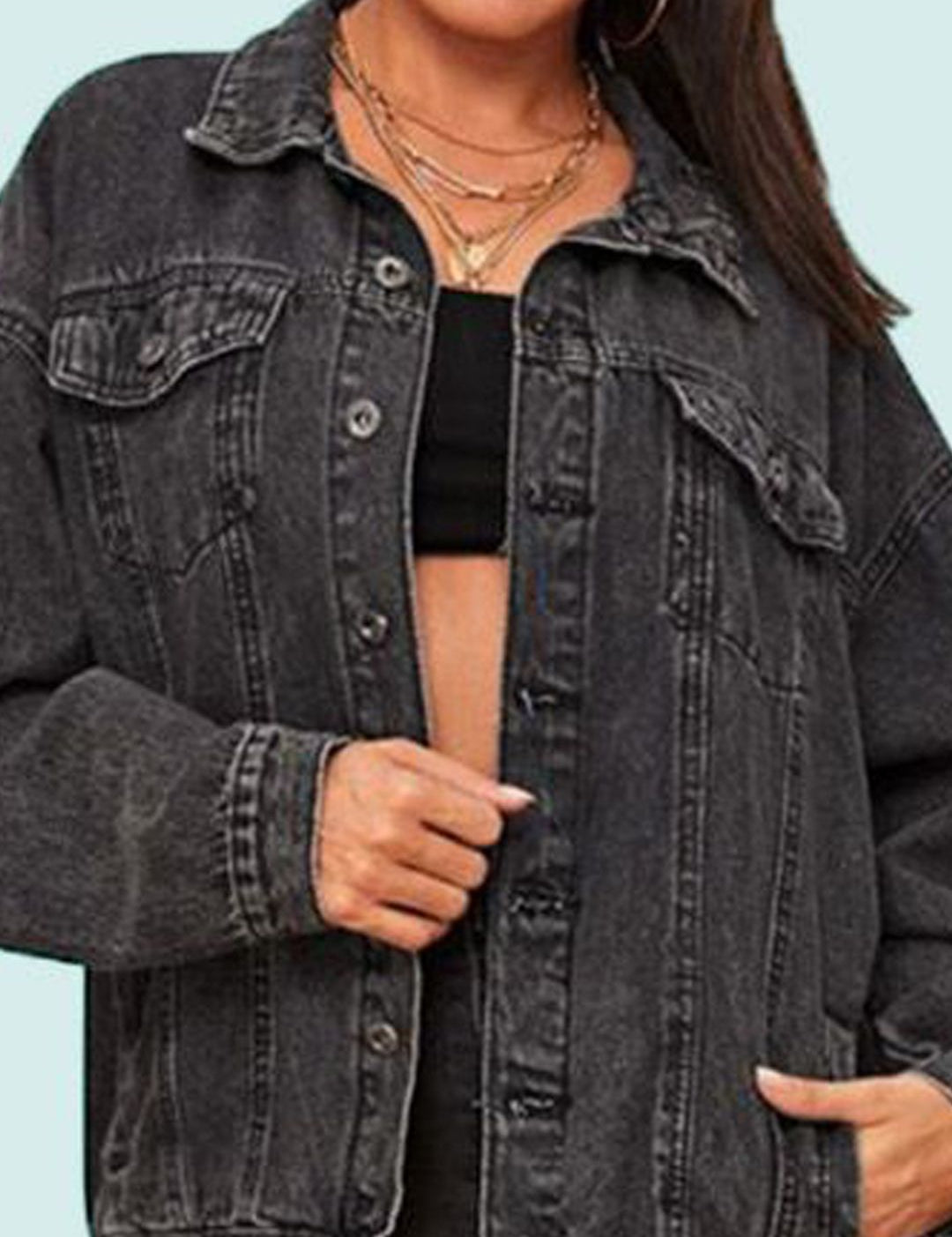 Kotty Women Spread Collar Washed Self Design Cotton Casual Denim Jacket