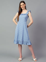 Kotty Printed Crepe Fit & Flare Midi Dress