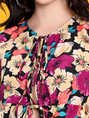 Kotty Women Printed Tie-Up Neck Crop Top