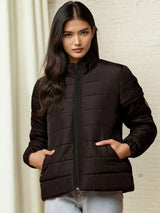 Kotty Women Stand Collar Solid Lightweight Puffer Jacket