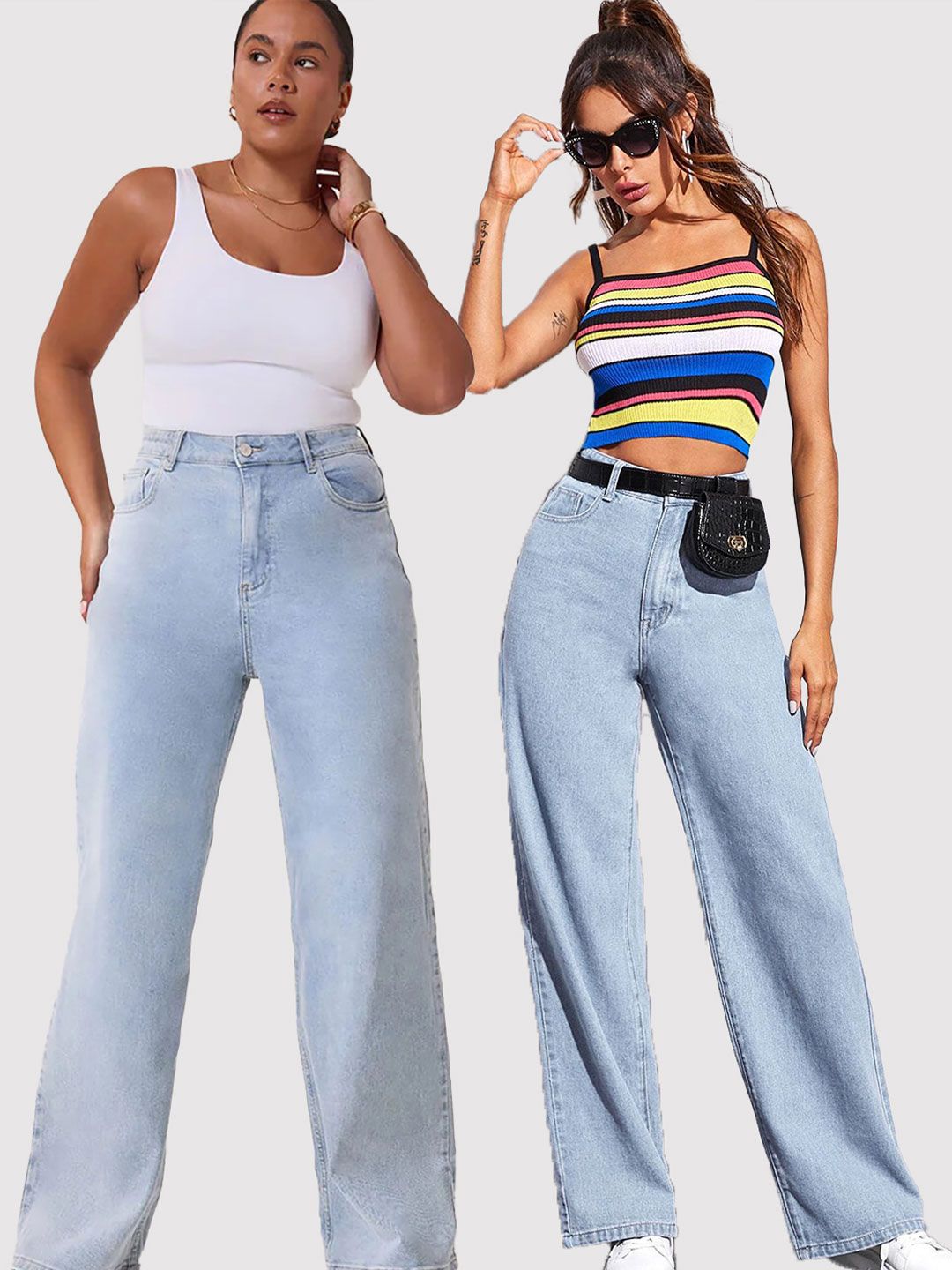 Kotty Women Wide Leg High-Rise Light Fade Stretchable Jeans