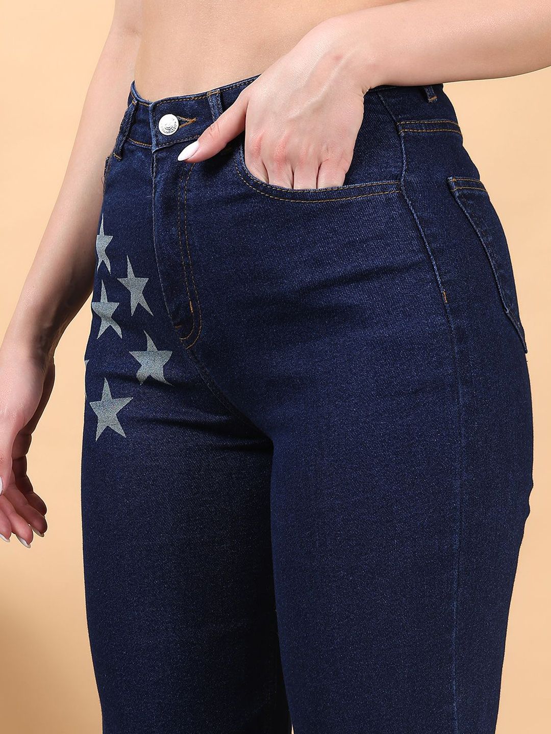 Kotty Women Straight Fit High-Rise Printed Stretchable Jeans