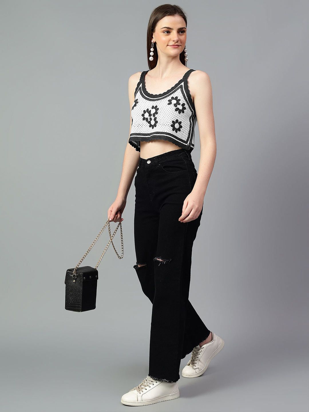 Kotty Women Self Design Scoop Neck Cotton Top