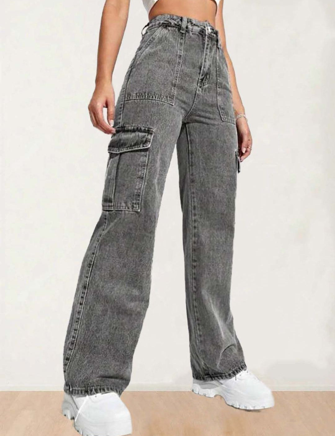 Kotty Women Regular Fit High-Rise Stretchable Cargos Jeans