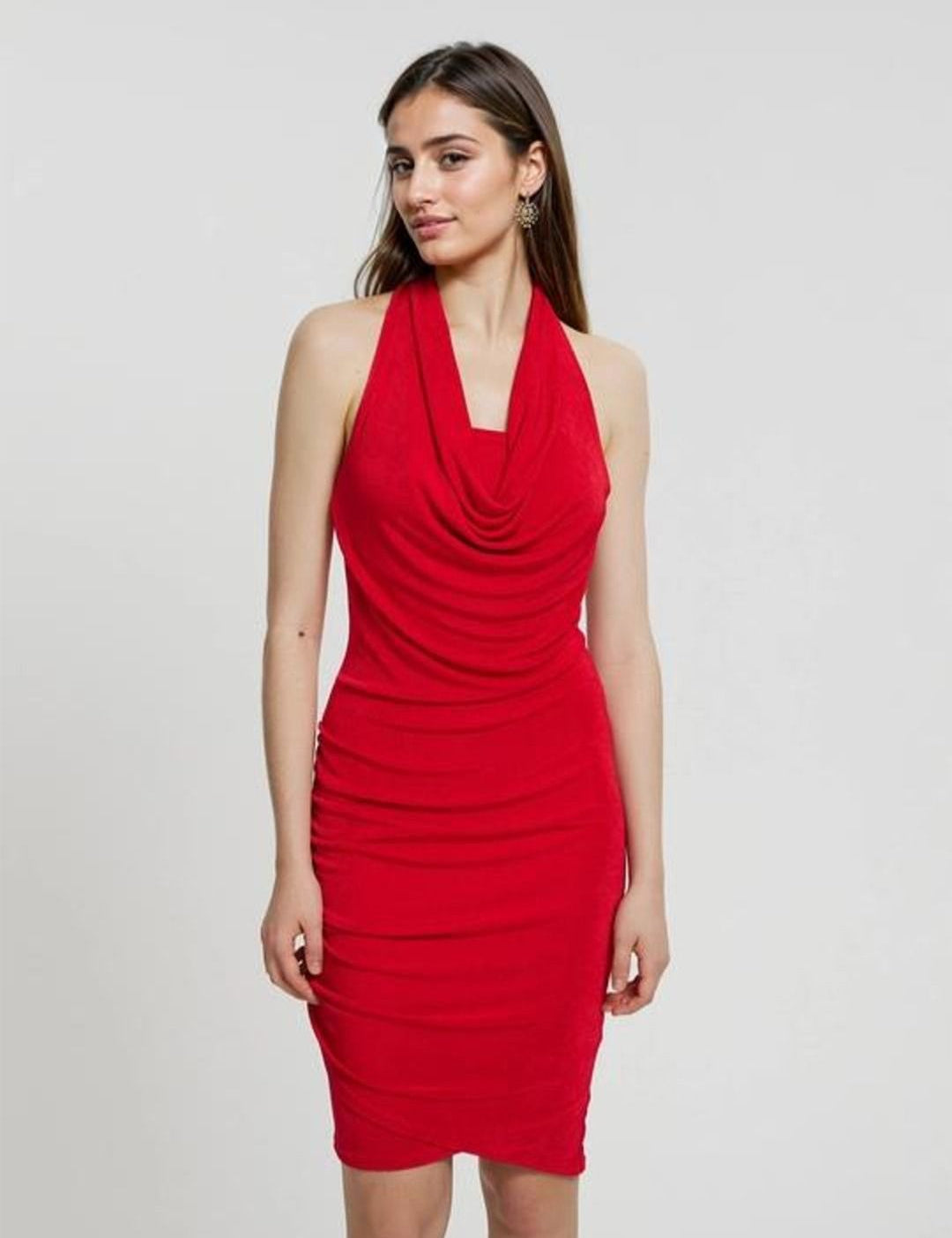 Kotty Cowl Neck Bodycon Midi Dress