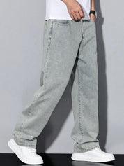 Kotty Men Baggy Fit Mid-Rise Light Fade Stretchable Jeans