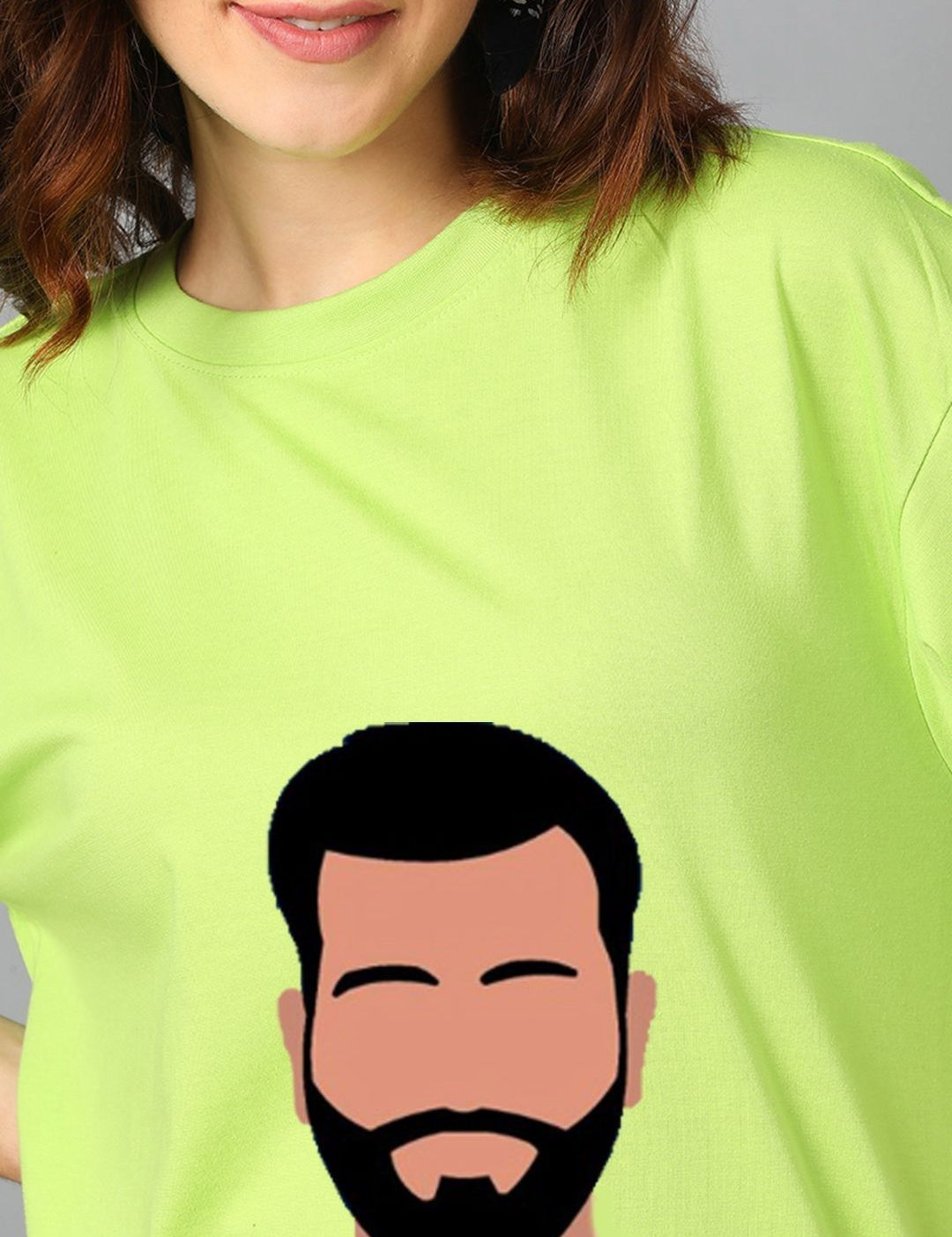 Kotty Women Graphic Printed Round Neck Cotton Oversized T-shirt