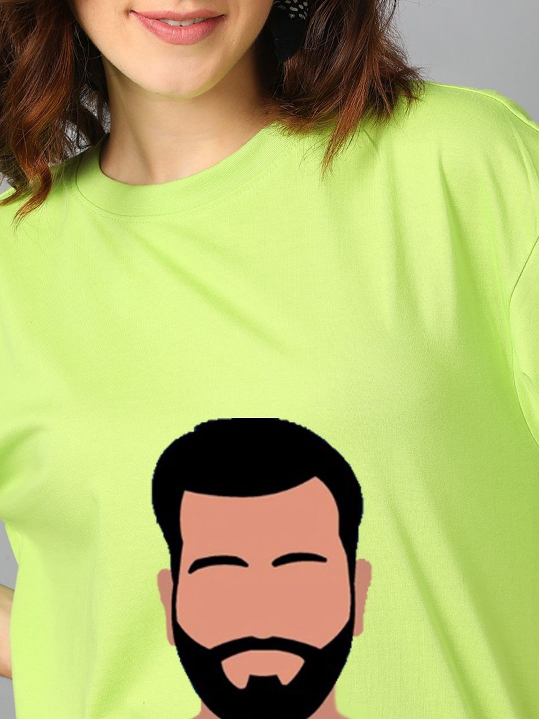 Kotty Women Graphic Printed Round Neck Cotton Oversized T-shirt