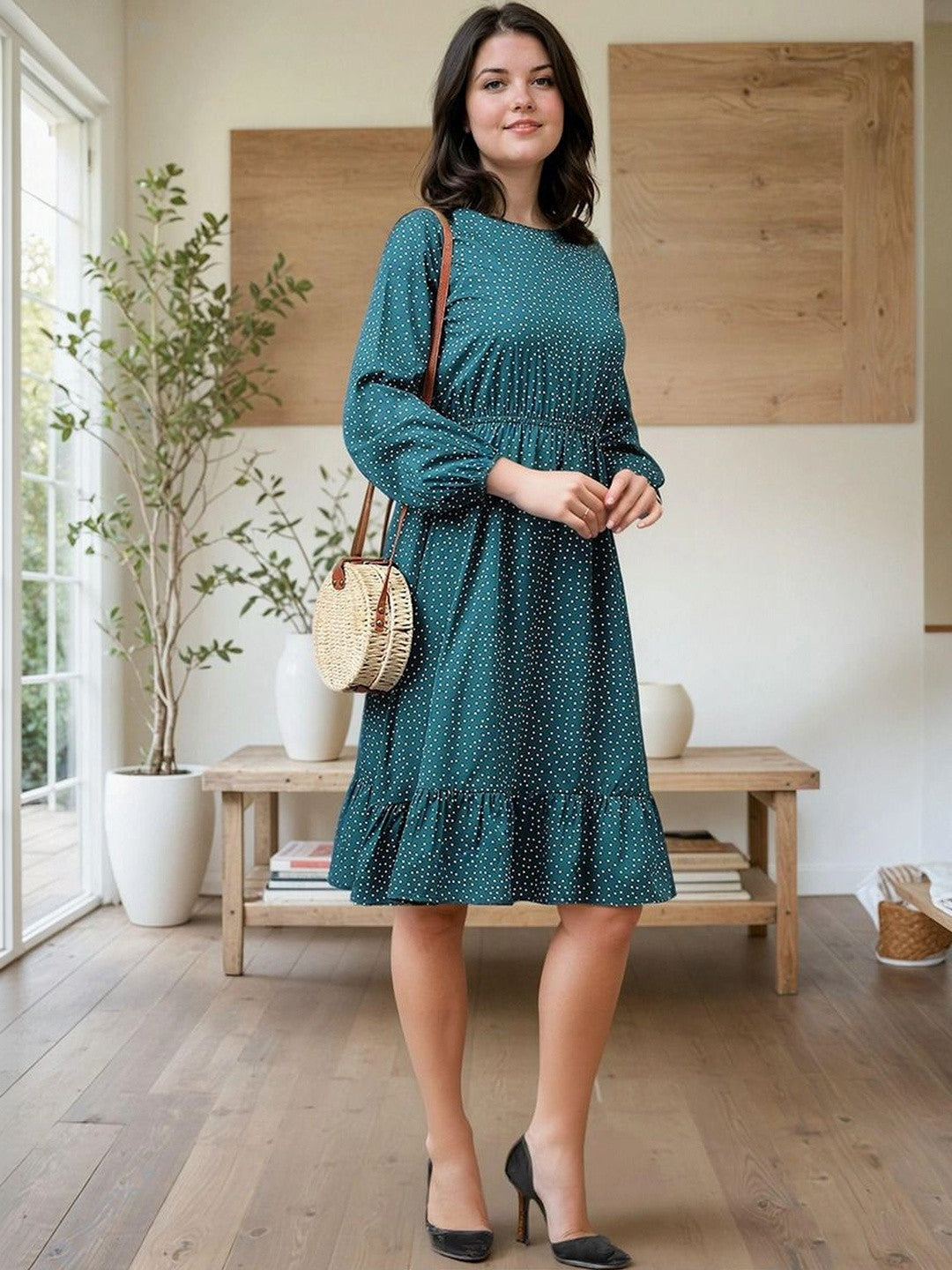 Kotty women printed polka dot A-line dress