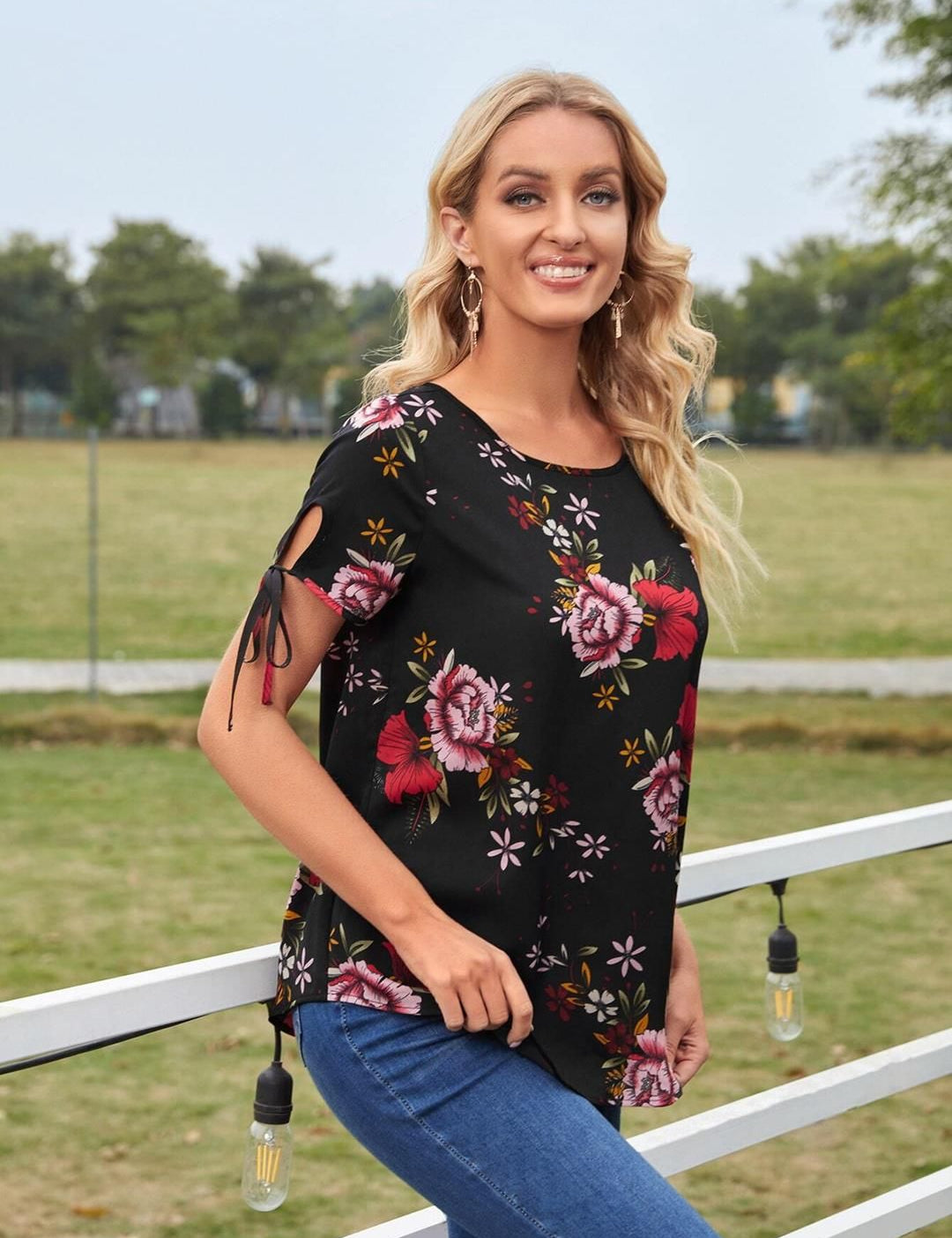Kotty Floral Print Crepe Top